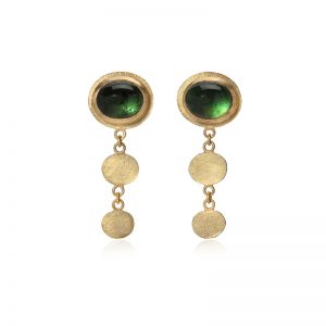green tourmaline and gold stud earrings